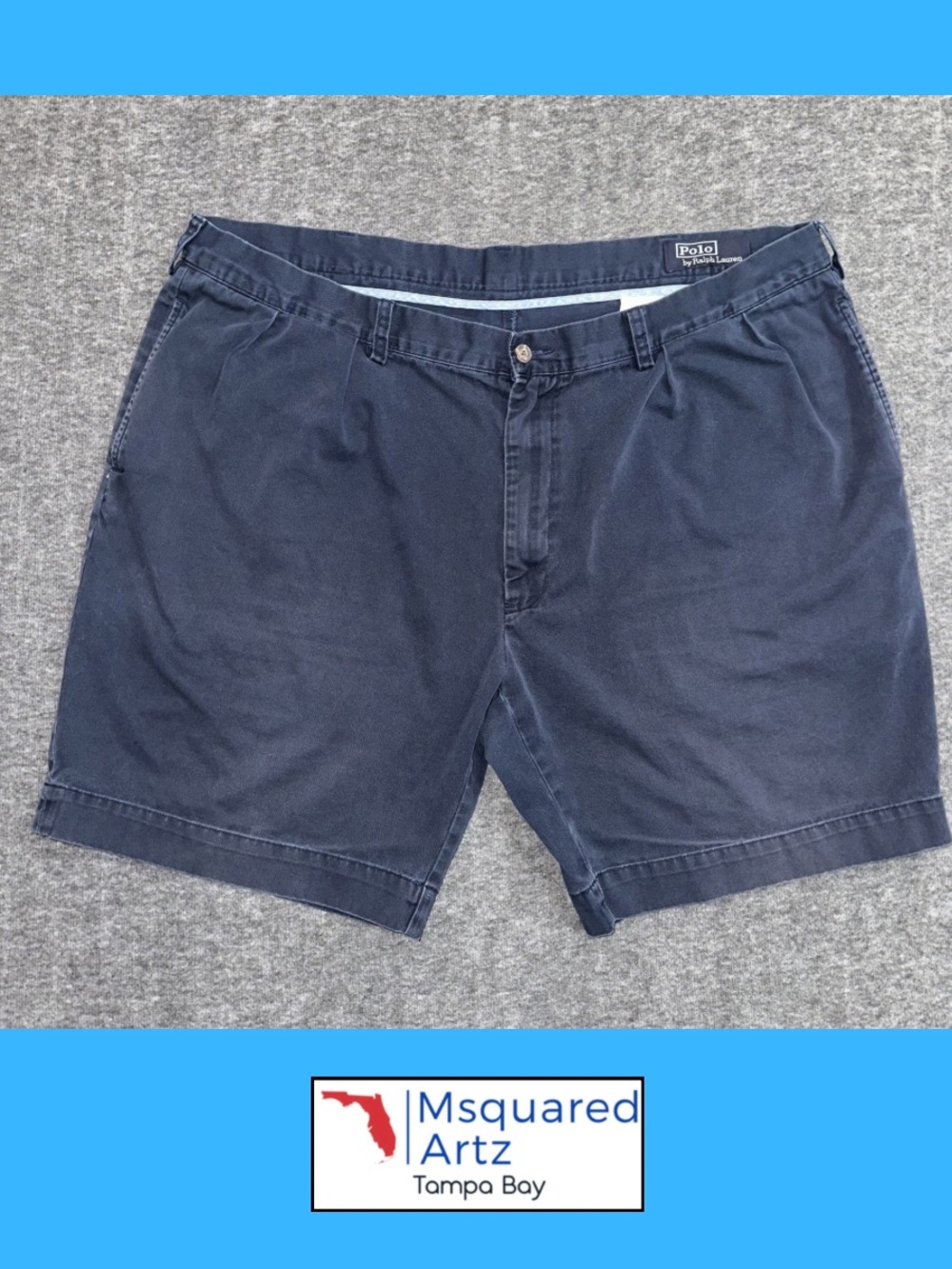 Polo Ralph Lauren Mens Navy Blue Chino Shorts Size 42 Classic Fit Cotton